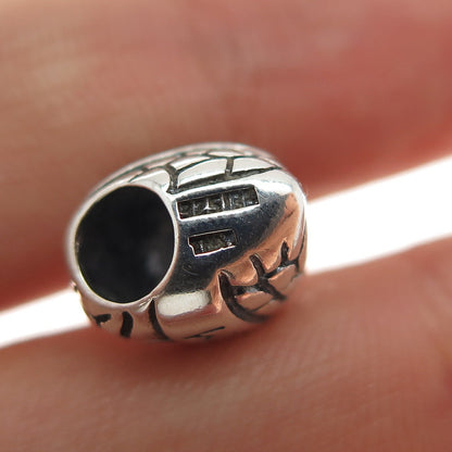 925 Sterling Silver Mom Heart Oxidized Slide Bead Charm