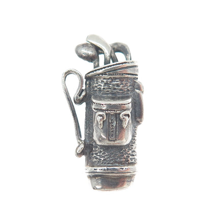 925 Sterling Silver Vintage Golf Club Oxidized 3D Charm Pendant