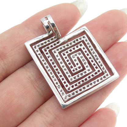 925 Sterling Silver Round-Cut Lab-Created Ruby & C Z Maze Pendant