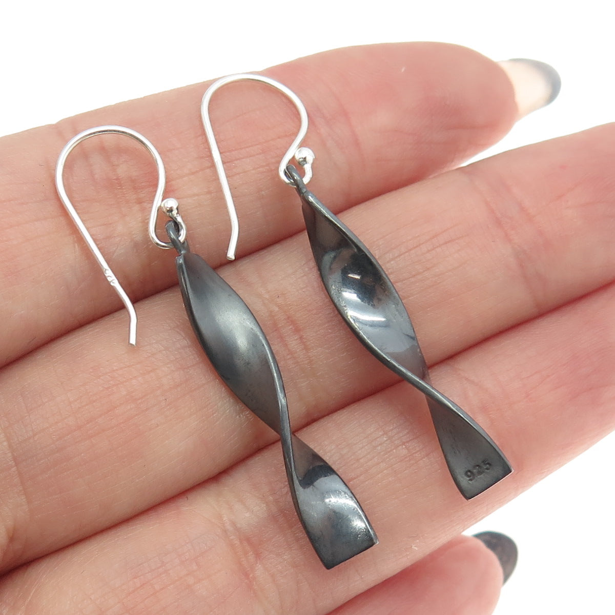 925 Sterling Silver Twisted Bar Drop Dangling Earrings