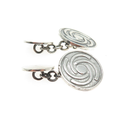 925 Sterling Silver Vintage Taxco Mexico Modernist Floral Cufflinks