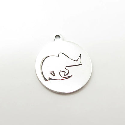925 Sterling Silver USA Two In Town Rhinoceros Charm Pendant