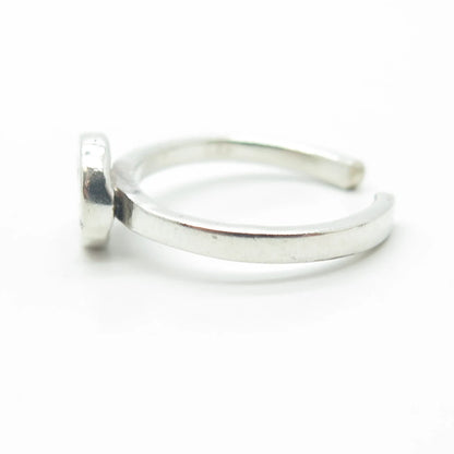 925 Sterling Silver Vintage Smile Face Emoji Adjustable Toe Ring Size 5.25