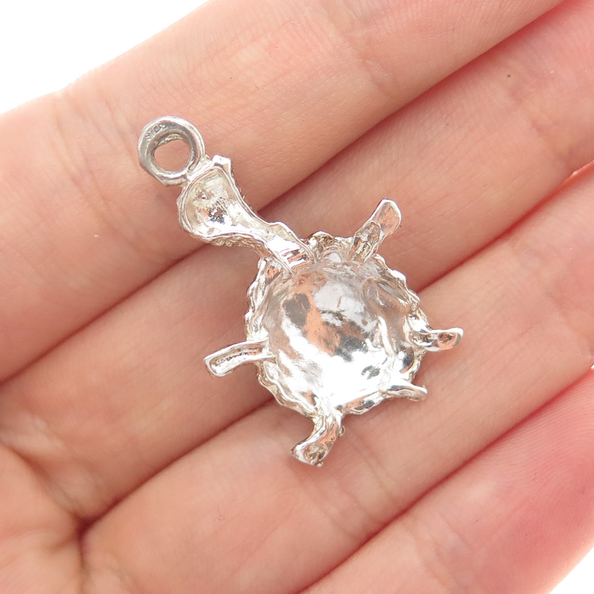 925 Sterling Silver Vintage Enamel Turtle Charm Pendant