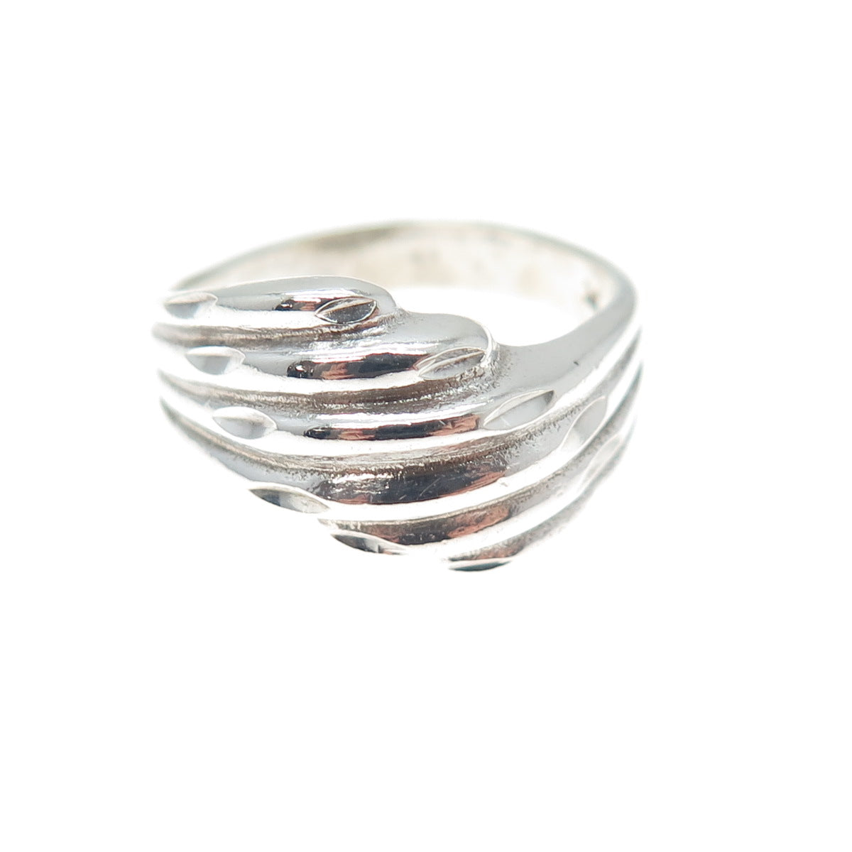 925 Sterling Silver Vintage Modernist Bypass Ring Size 7.75