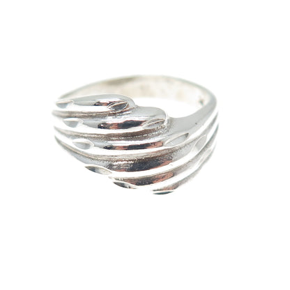 925 Sterling Silver Vintage Modernist Bypass Ring Size 7.75