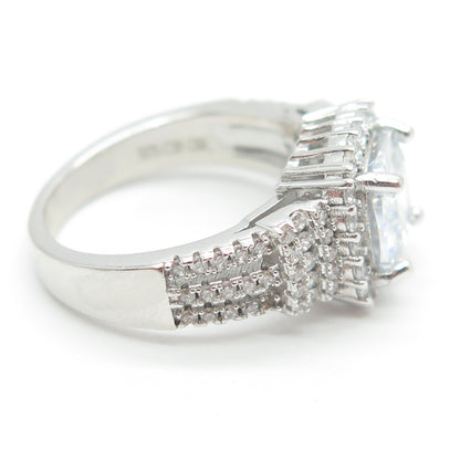 925 Sterling Silver Cushion & Round-Cut Shaped C Z Ring Size 6.25