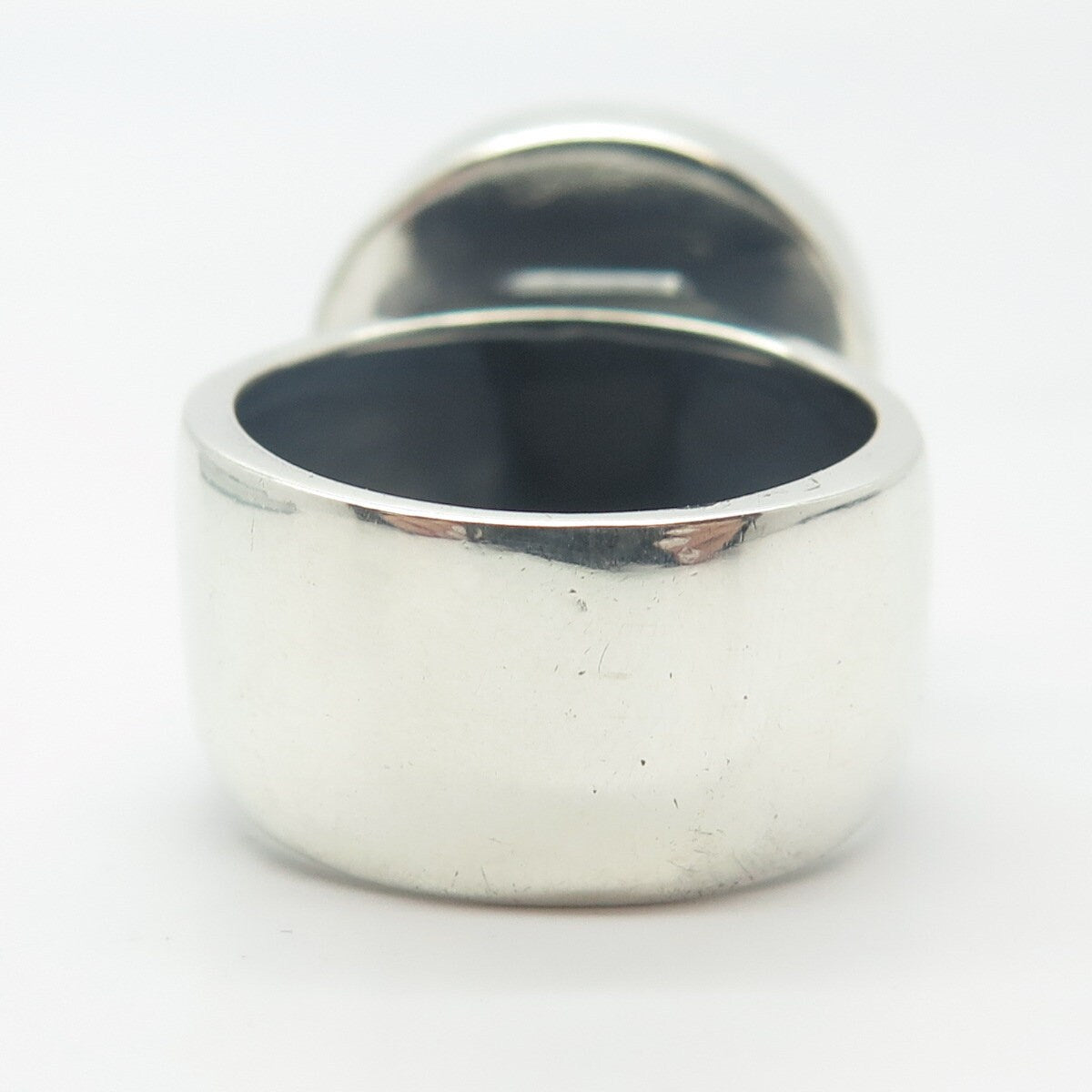 925 Sterling Silver Vintage Real Agate Gem Round Ring Size 10