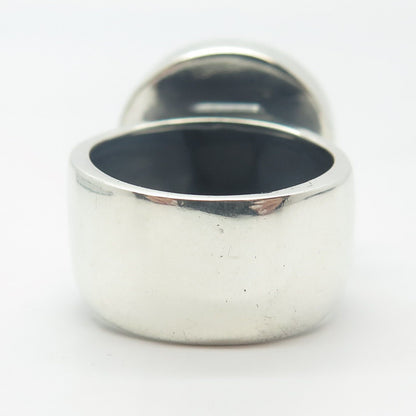 925 Sterling Silver Vintage Real Agate Gem Round Ring Size 10
