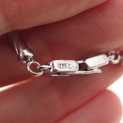 925 Sterling Silver Real Round-Cut Diamond Peace Symbol Bracelet 7"
