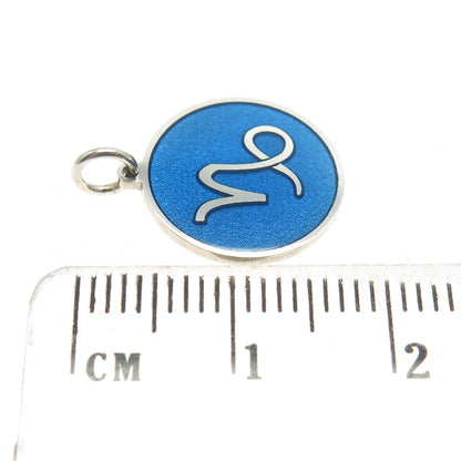 925 Sterling Silver Blue Enamel Capricorn Zodiac Minimalist Charm Pendant