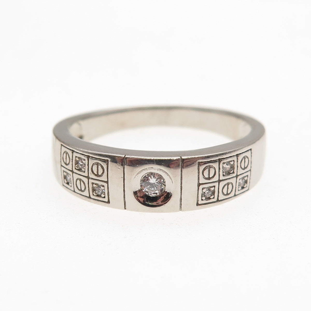925 Sterling Silver Round-Cut C Z Ring Size 10.25
