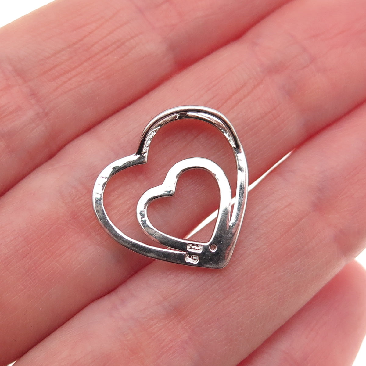 Charles Winston 925 Sterling Silver Real Diamond Heart Mini Slide Charm Pendant