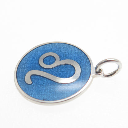 925 Sterling Silver Blue Enamel Leo Zodiac Sign Minimalist Charm Pendant