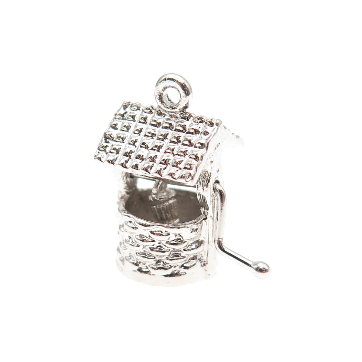 925 Sterling Silver Vintage Water Well 3D Mini Charm Pendant
