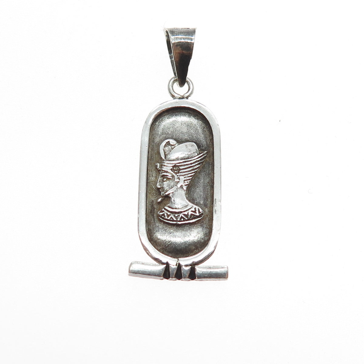 800 Silver Vintage Egyptian Pharaoh Cartouche Oxidized Charm Pendant