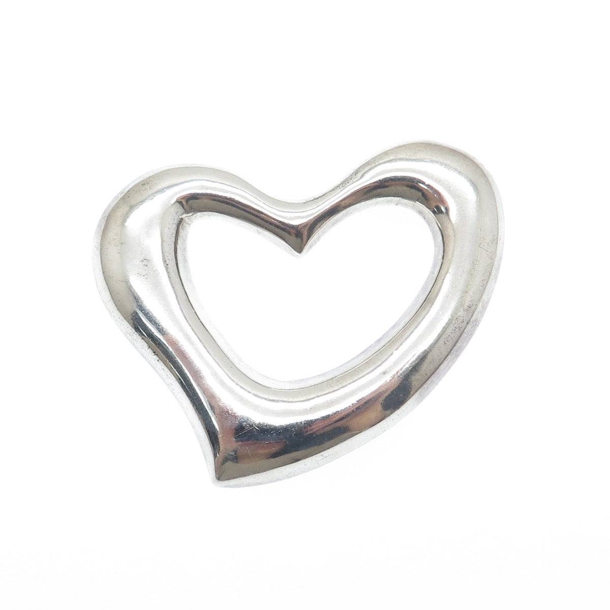 925 Sterling Silver Vintage Mexico Modernist Open Heart Pin Brooch