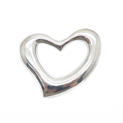 925 Sterling Silver Vintage Mexico Modernist Open Heart Pin Brooch