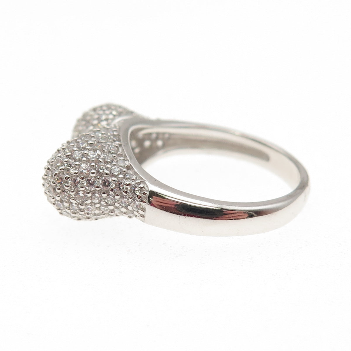 925 Sterling Silver Round-Cut C Z Bypass Dome Ring Size 7.25