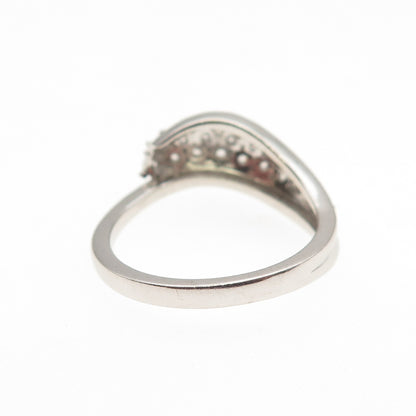 925 Sterling Silver Round-Cut C Z Modernist Overlap Ring Size 7
