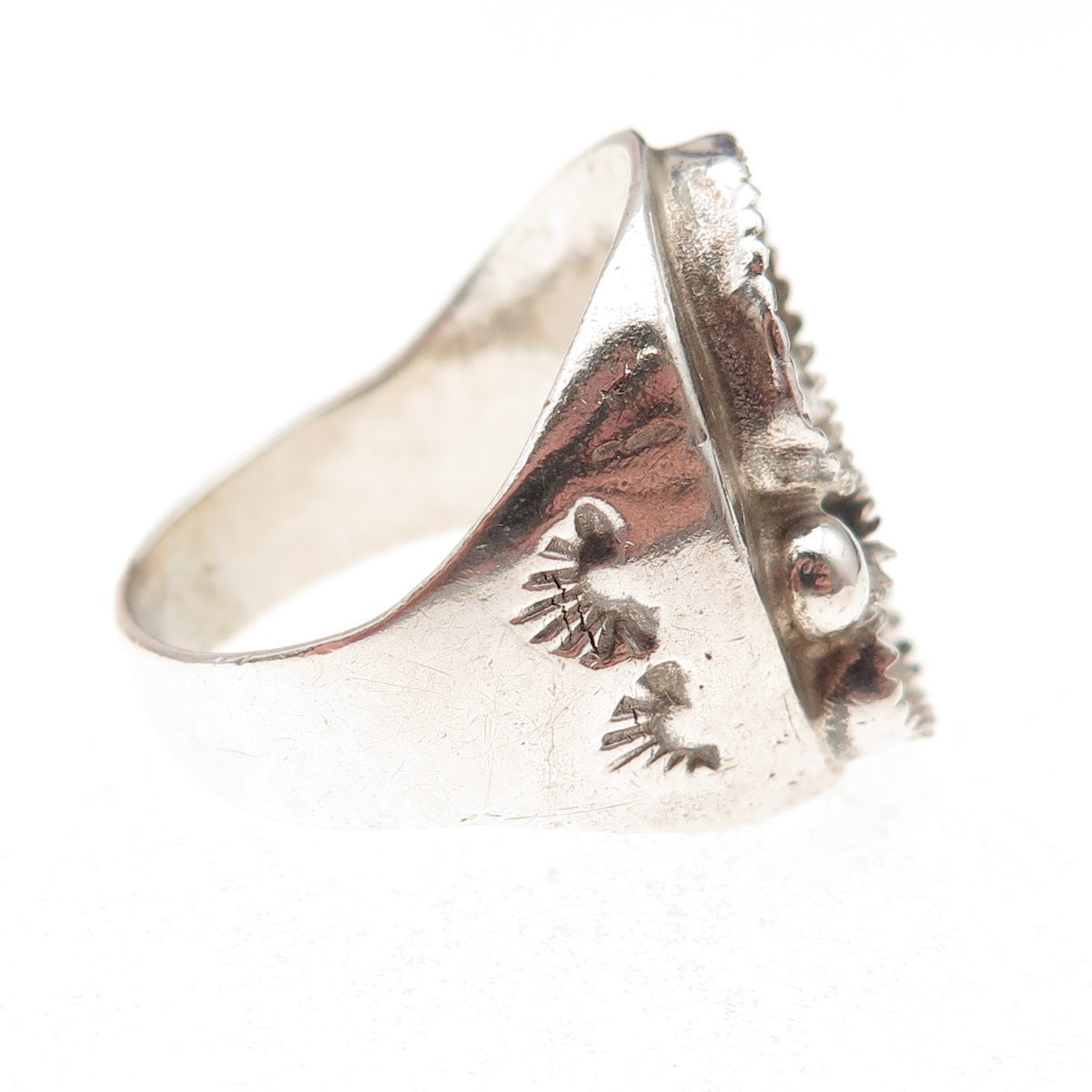 Rex Abeita Navajo Old Pawn 925 Sterling Vintage Ring Size 10.75 (missing stones)
