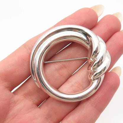 925 Sterling Silver Vintage Bayanihan Ribbed Pin Brooch