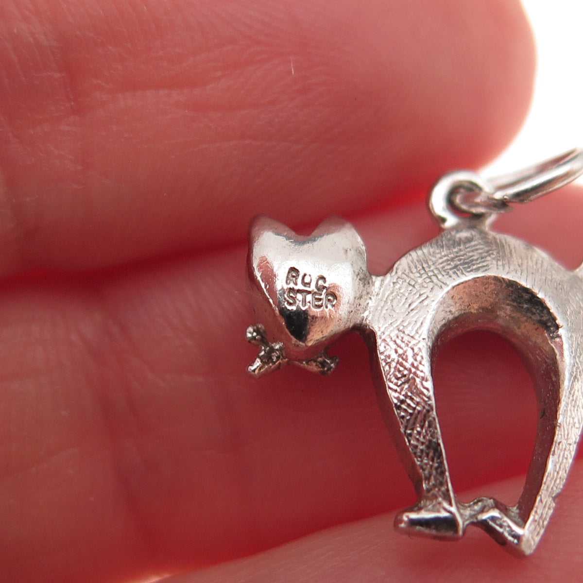 Rembrandt 925 Sterling Silver Vintage Cat Charm Pendant