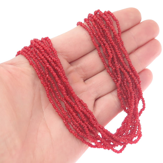 SILPADA 925 Sterling Silver Vintage Real Coral Beads Multi-Strand Necklace 16"