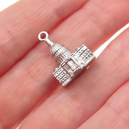 Wells 925 Sterling Silver Antique Art Deco US Capitol Building 3D Charm Pendant