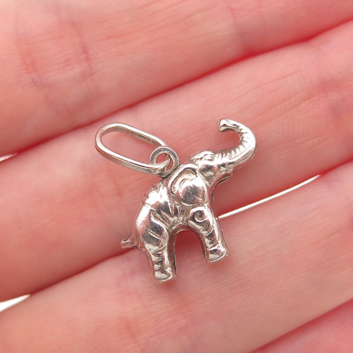 925 Sterling Silver Vintage Italy Elephant Oxidized Charm Pendant
