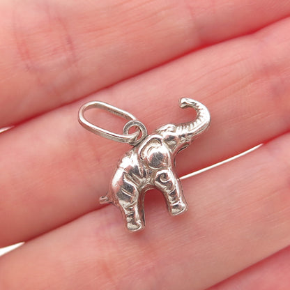 925 Sterling Silver Vintage Italy Elephant Oxidized Charm Pendant