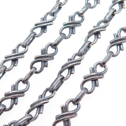 925 Sterling Silver Vintage Mexico Oxidized Infinity Chain Necklace 24"
