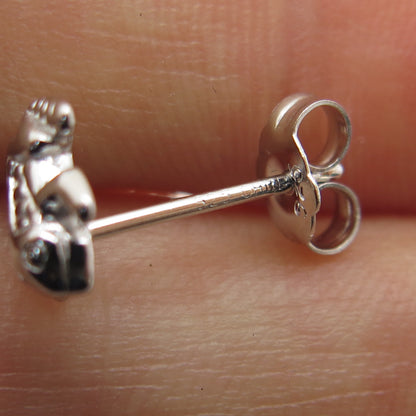 925 Sterling Silver Frog For Good Luck Stud Earrings