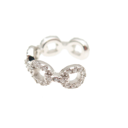 925 Sterling Silver Round-Cut C Z Cable Link SINGLE Cuff Earring