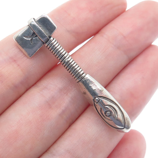 Old Pawn 925 Sterling Silver Vintage Southwestern Native Axe Tribal Pin Brooch