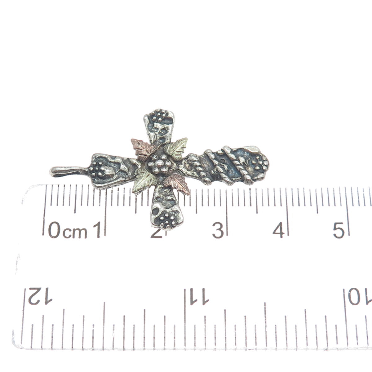 RGC Riddles Group 12K Rose & Yellow Gold Sterling Silver Vintage Cross Pendant