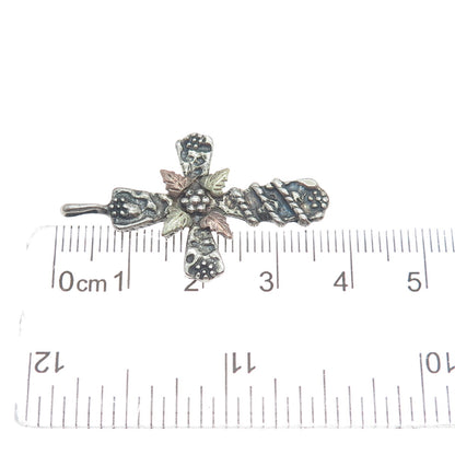 RGC Riddles Group 12K Rose & Yellow Gold Sterling Silver Vintage Cross Pendant