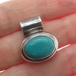 ATI ANNIKA WITT 925 Sterling Vintage Mexico Kingman Turquoise Oxidized Pendant