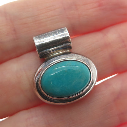 ATI ANNIKA WITT 925 Sterling Vintage Mexico Kingman Turquoise Oxidized Pendant