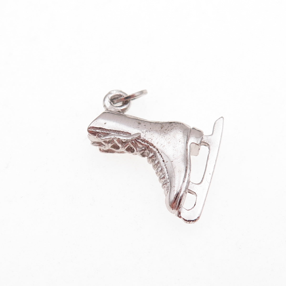 925 Sterling Silver Vintage Ice Skating Shoe Oxidized 3D Charm Pendant