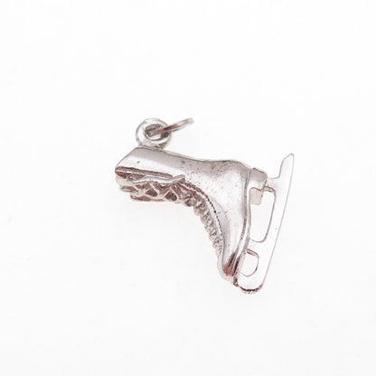 925 Sterling Silver Vintage Ice Skating Shoe Oxidized 3D Charm Pendant