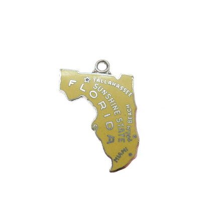 GRIFFITH & SONS CO. 925 Sterling Silver Vintage Enamel Florida Map Mini Pendant
