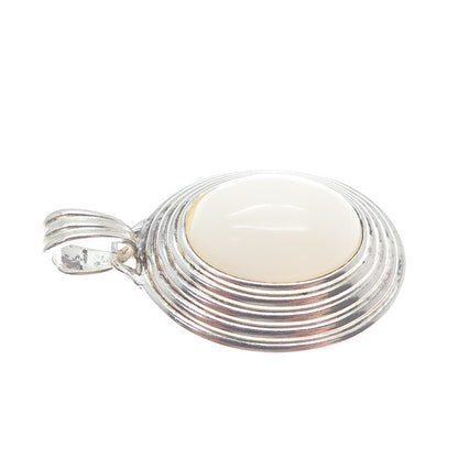 MILOR 950 Silver Vintage Italy Real Cabochon White Onyx Pendant