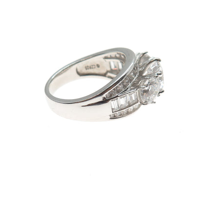 925 Sterling Silver Round-Cut C Z Sparkle Ring Size 8.25