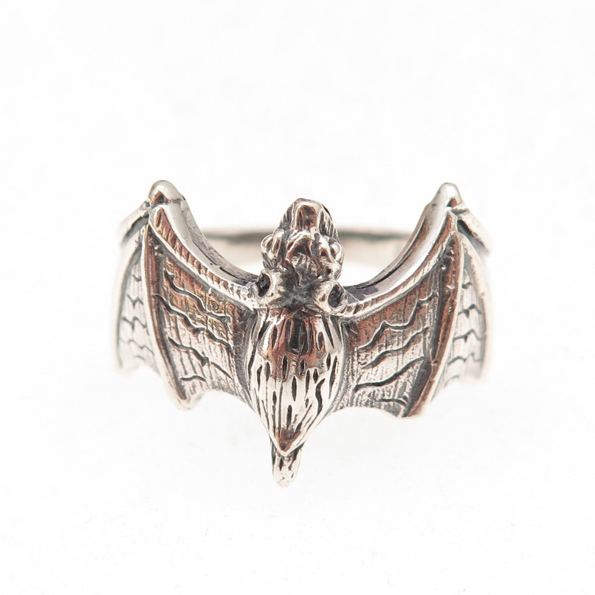 925 Sterling Silver Vintage Bat Oxidized Ring Size 9.25