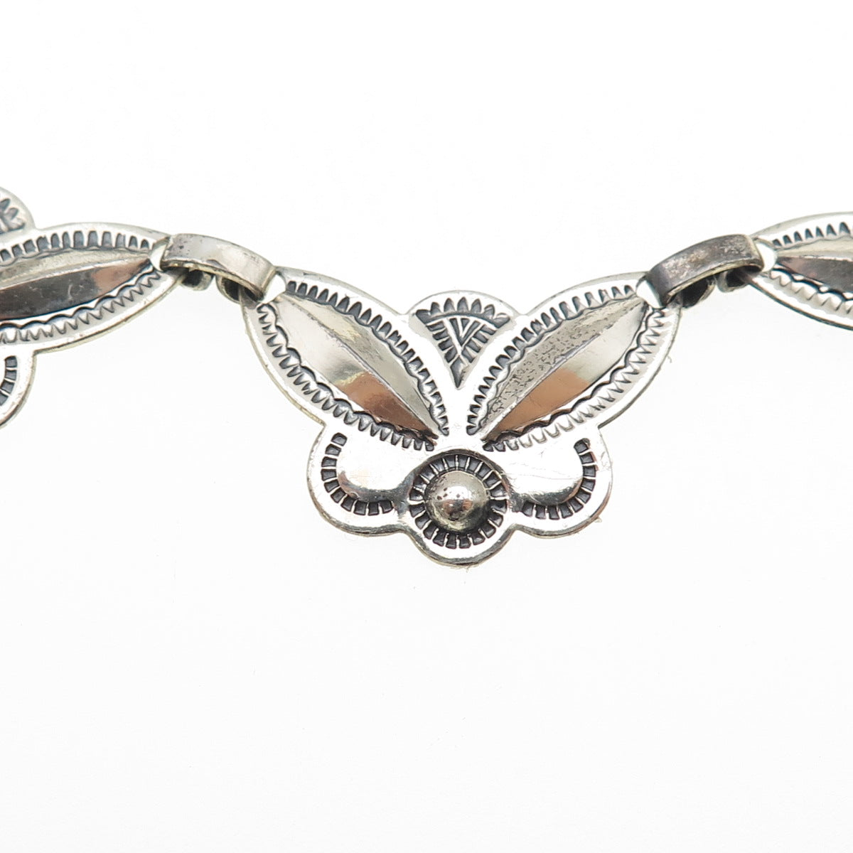 Old Pawn 925 Sterling Silver Vintage Tribal Necklace 14" (missing some links)