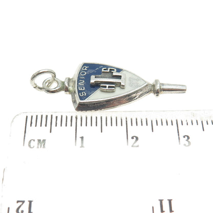 HERFF JONES 925 Sterling Silver Antique Enamel "Senior HLS" Pendant