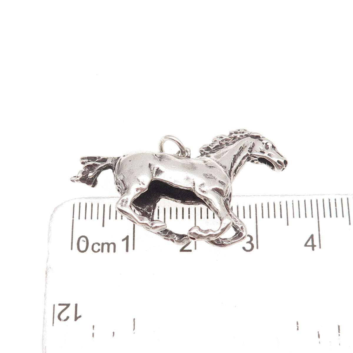 925 Sterling Silver Vintage Wild Horse Oxidized 3D Charm Pendant