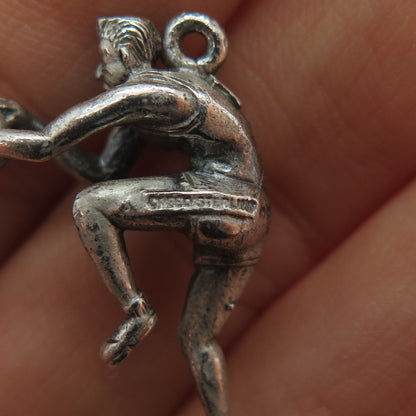 CREED 925 Sterling Silver Vintage Basketball Player Oxidized Charm Pendant