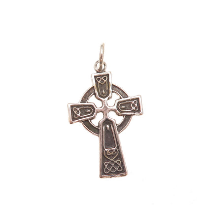 925 Sterling Silver Vintage Celtic Cross Oxidized Charm Pendant